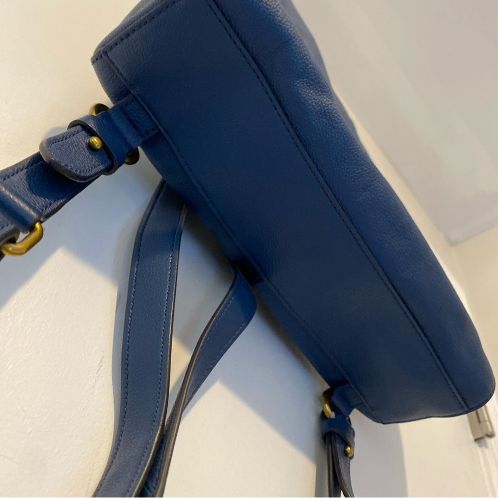 Fossil Elina Rich Blue Leather Convertible Backpack Back Inner Lining Dirty - Picture 10 of 15